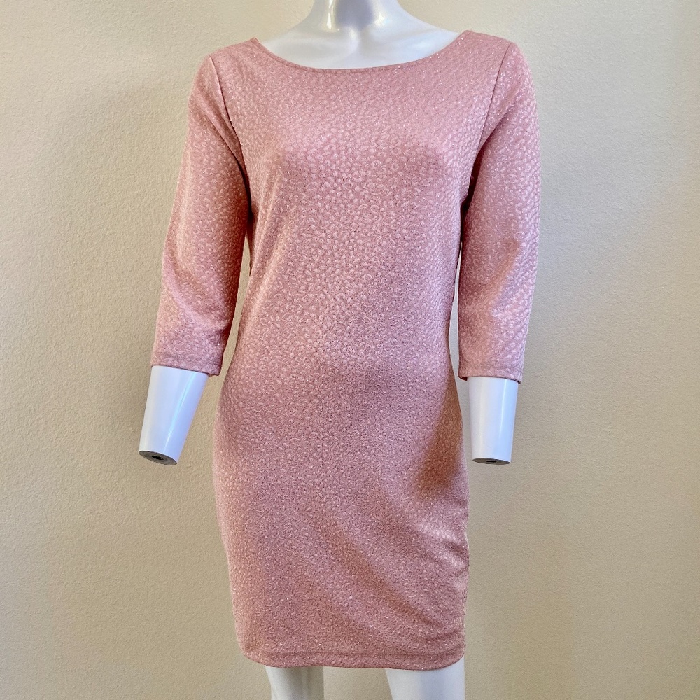 WINDSOR pink sparkly leopard dress w/cowl back NWT - Picture 2 of 7